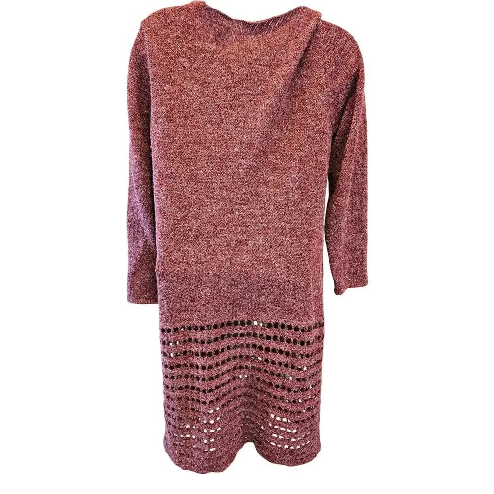 Soft surroundings PETITE Small PS red cut out mock wool open knit cardigan EUC
